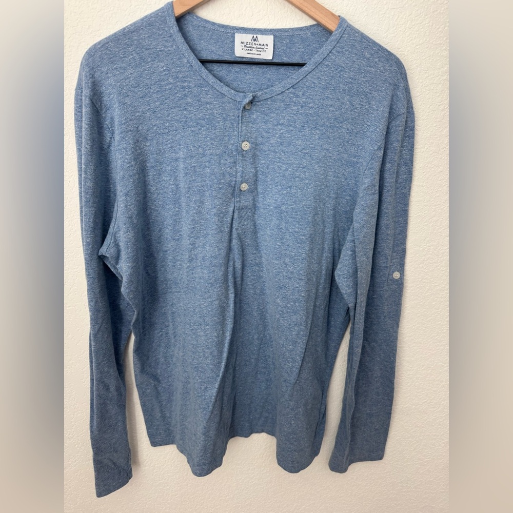 Mizzen + Main Long Sleeve Henley Cotton Crew Neck - XL USA